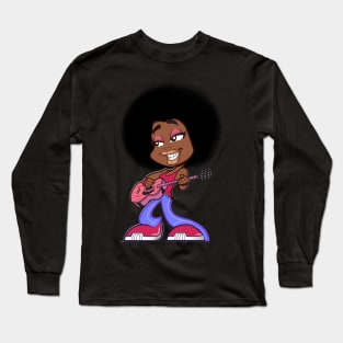 Afro girl playing a guitar. Long Sleeve T-Shirt